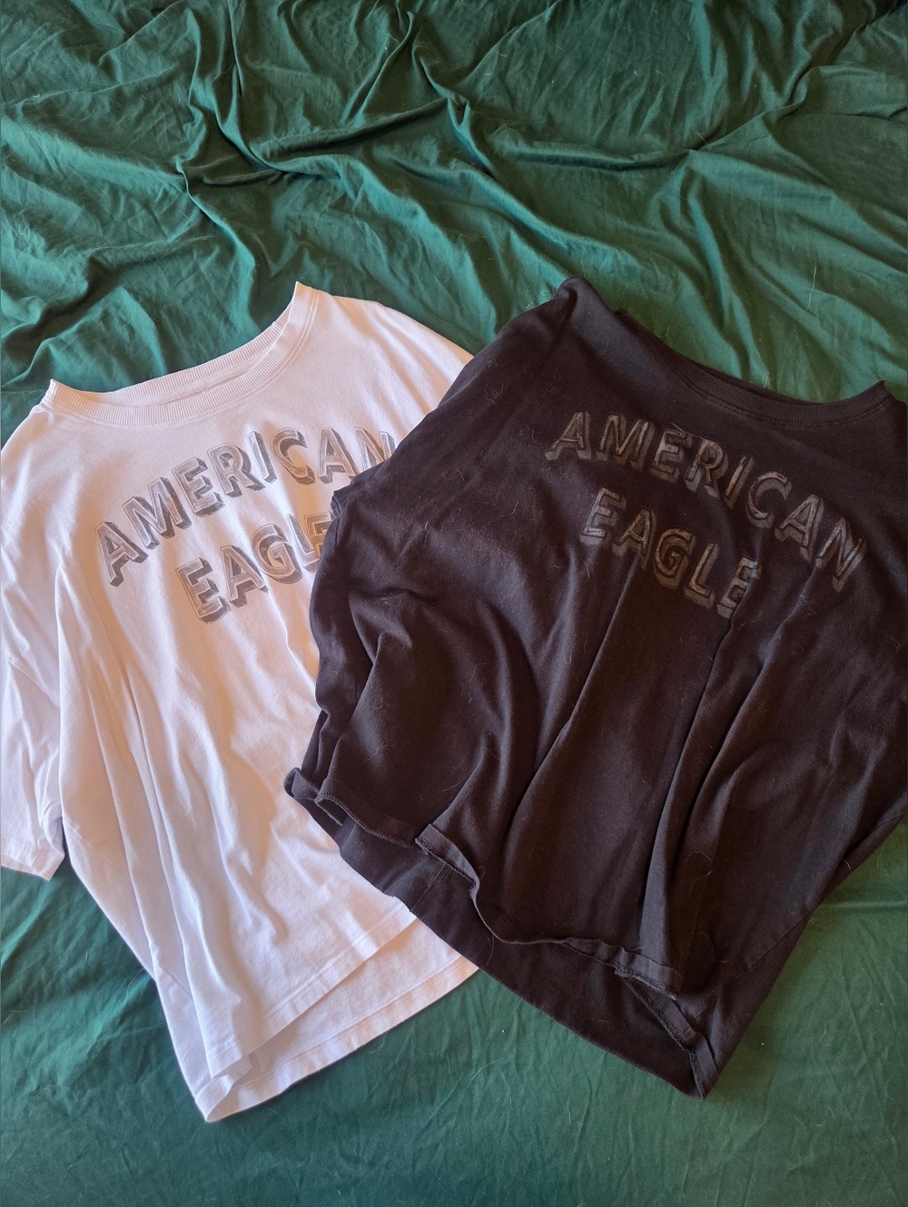 American Eagle Outfitters White and Black Short Sleeve Graphic Tees